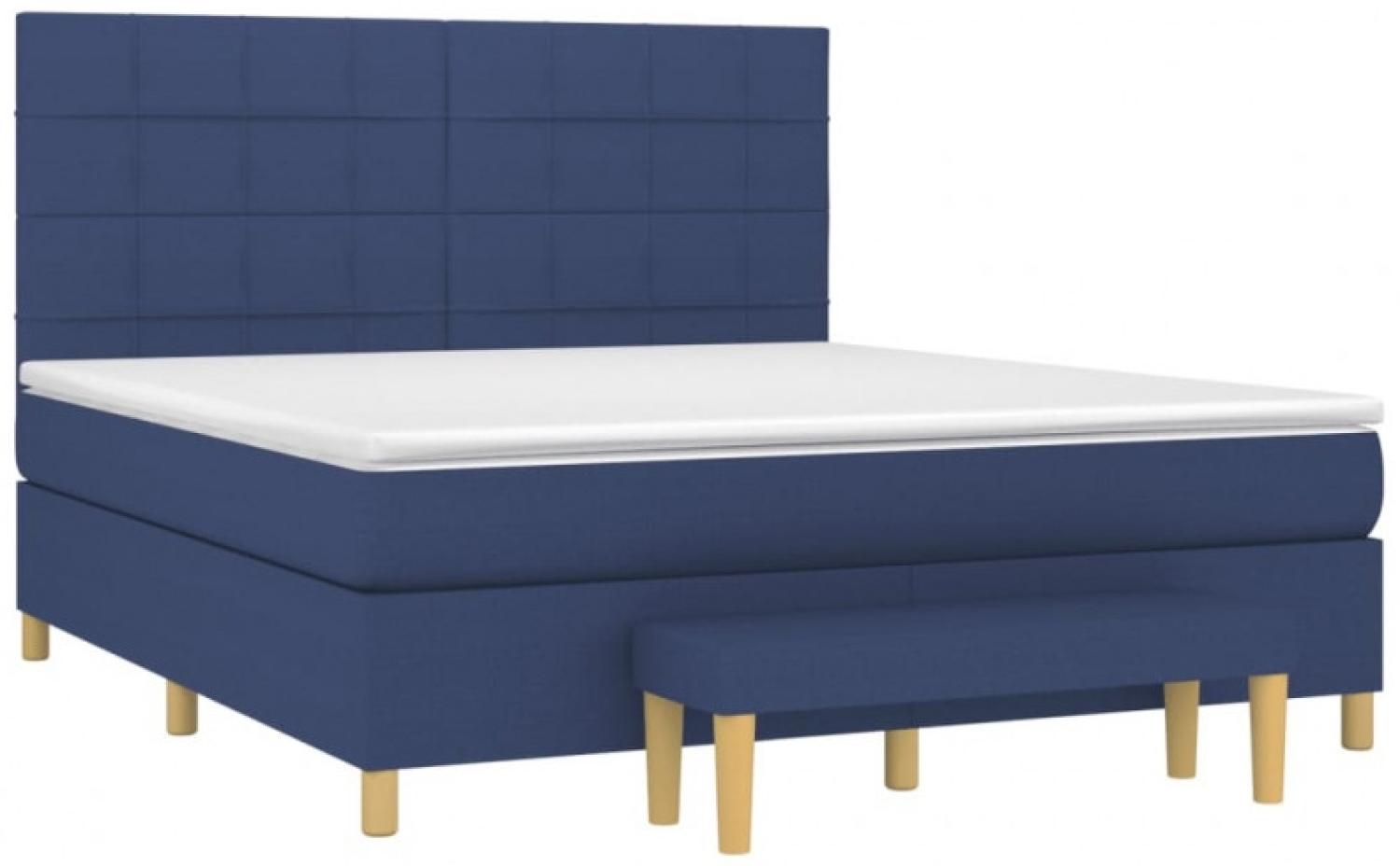 vidaXL Boxspringbett mit Matratze Stoff Blau 180 x 200 cm Bild 1