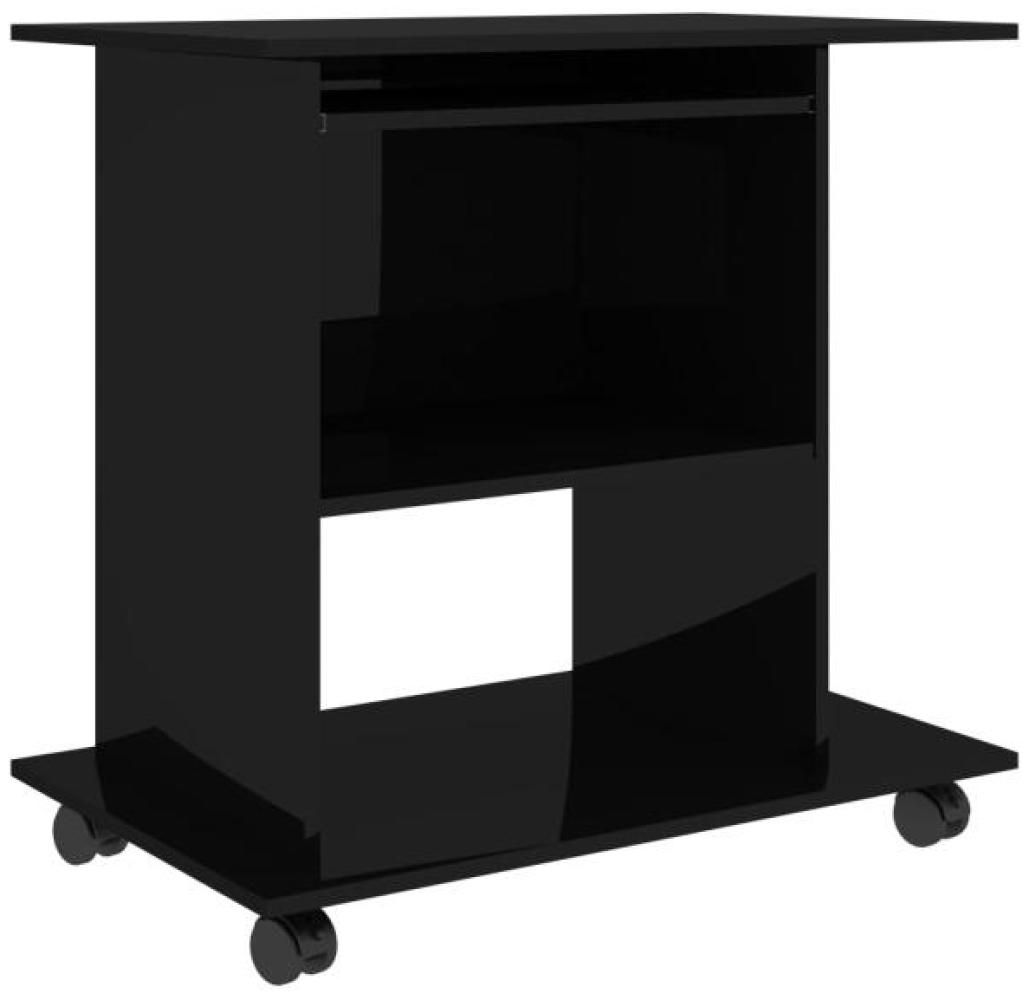 PC-Tisch, Hochglanz-Schwarz Spanplatte, 80 × 50 × 75 cm Bild 1