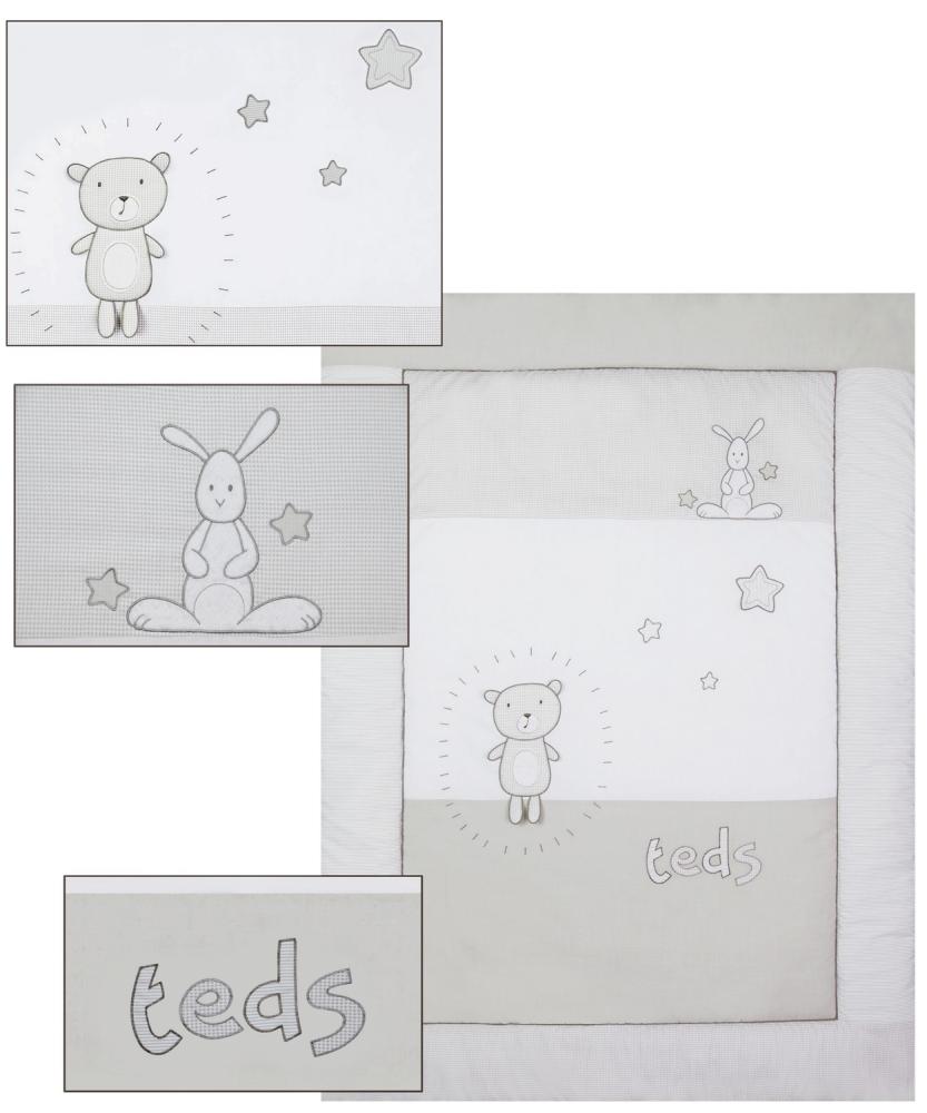 Belily 'Teddy-Teds' Krabbeldecke 100 x 135 cm creme/weiß/grau Bild 1