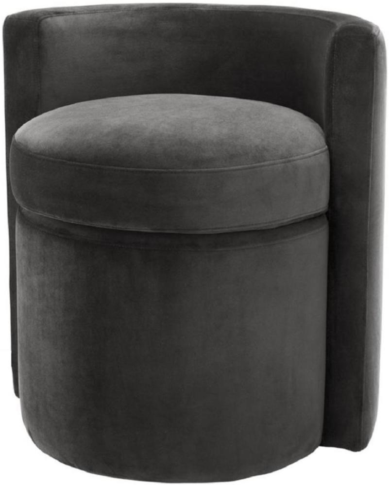 Casa Padrino Designer Sessel Dunkelgrau 61 x 57 x H. 64 cm - Runder Samt Sessel - Luxus Möbel Bild 1