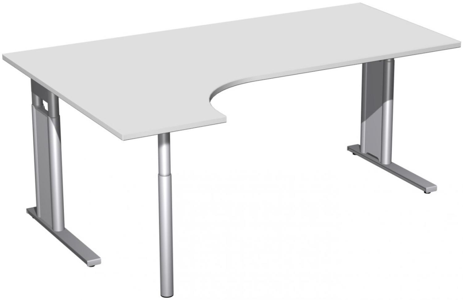 PC-Schreibtisch 'C Fuß Pro' links, höhenverstellbar, 180x120cm, Lichtgrau / Silber Bild 1