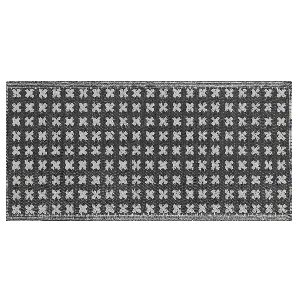 Outdoor Teppich schwarz 90 x 180 cm geometrisches Muster ROHTAK Bild 1