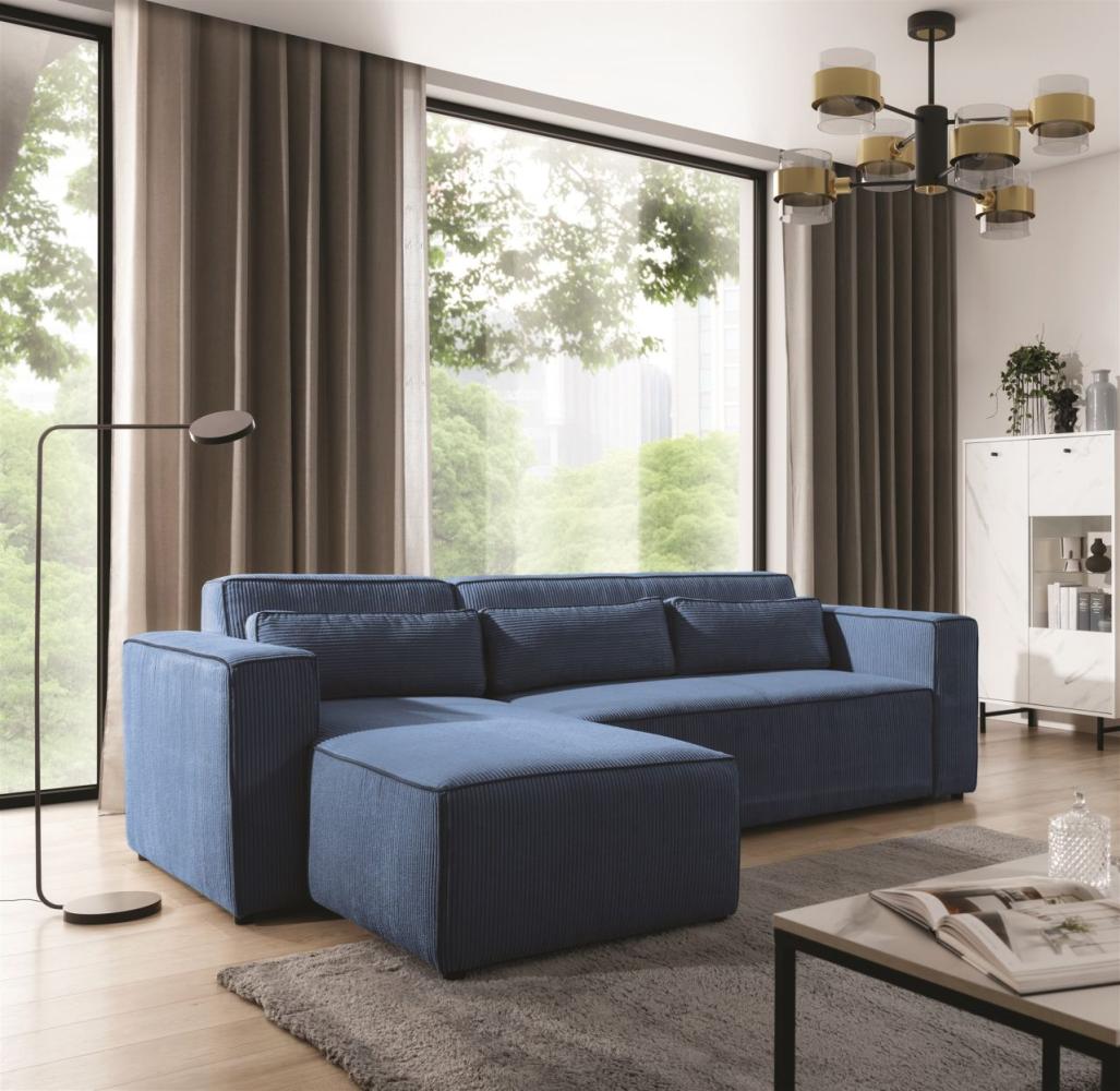 Ecksofa Schlafsofa WALDO Stoff Poso Blau Ottomane Links Bild 1