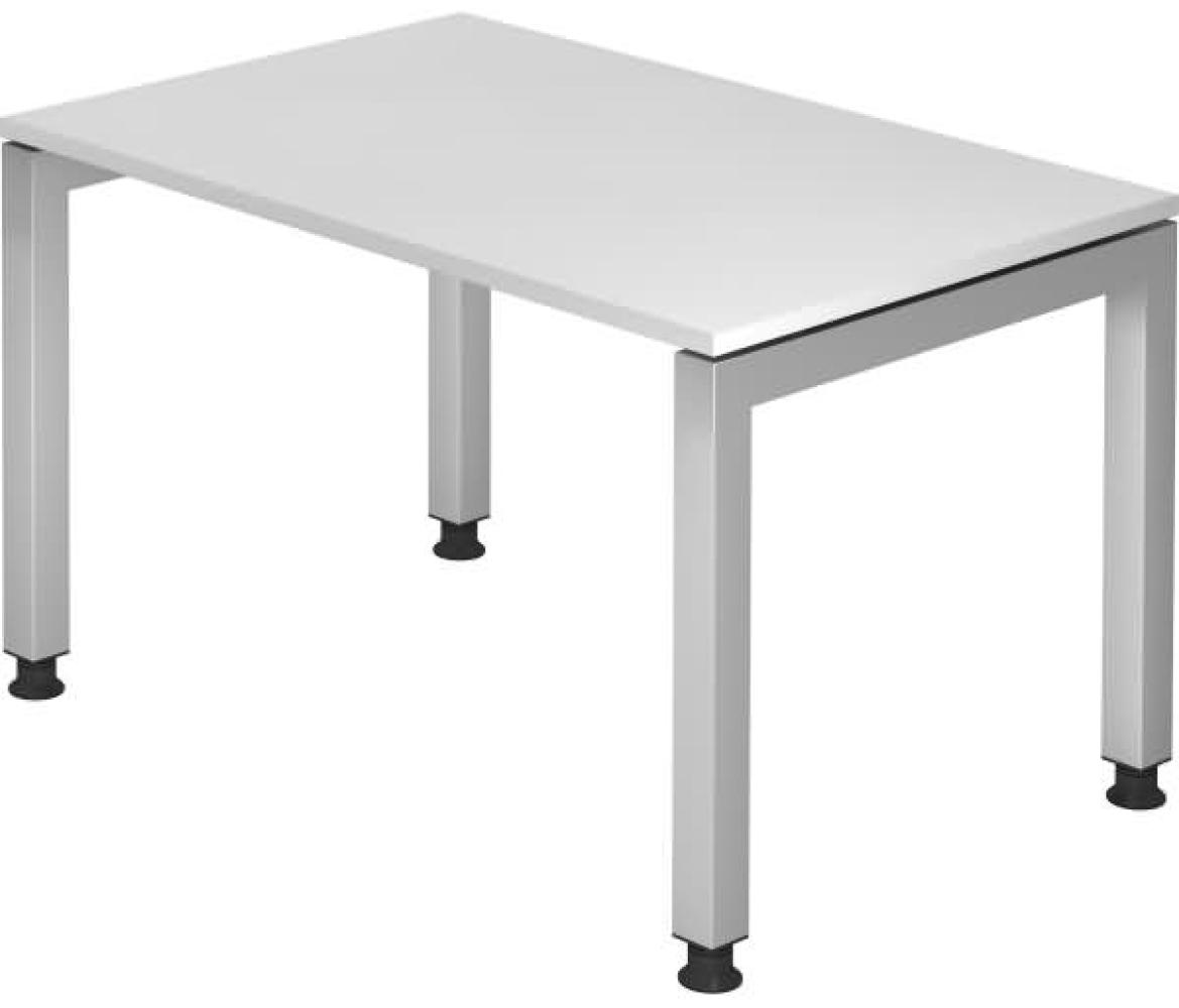 Schreibtisch JS12 U-Fuß / 4-Fuß eckig 120x80cm Weiß Gestellfarbe: Silber Bild 1