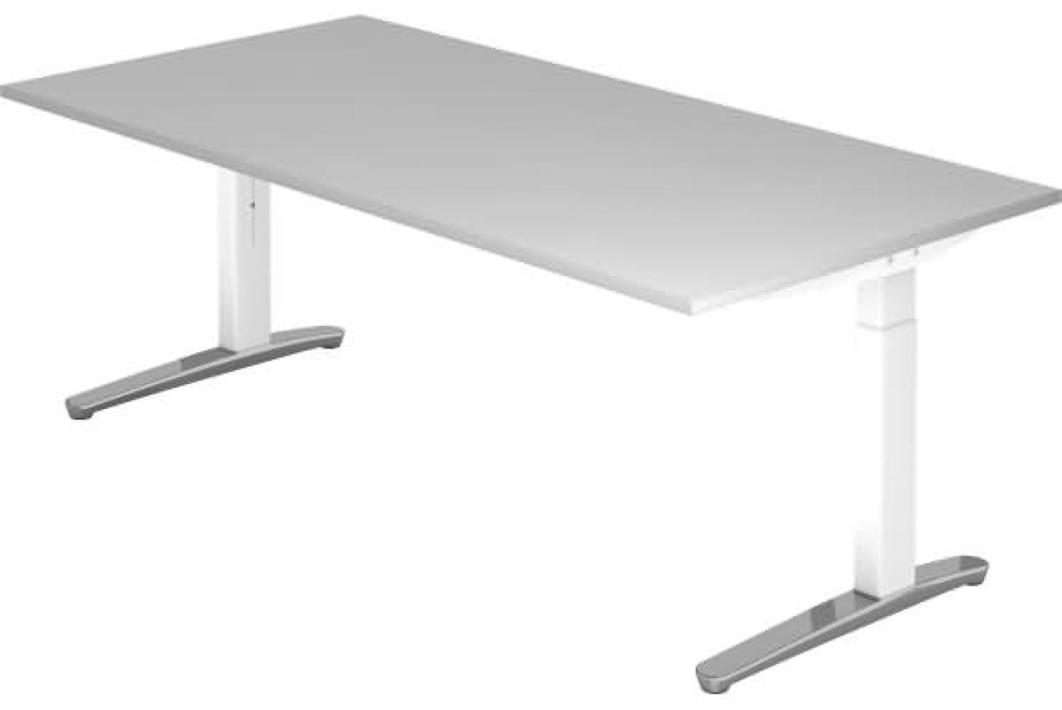 'XB2E' Schreibtisch C-Fuß poliert 200x100cm Grau/Weiß Bild 1