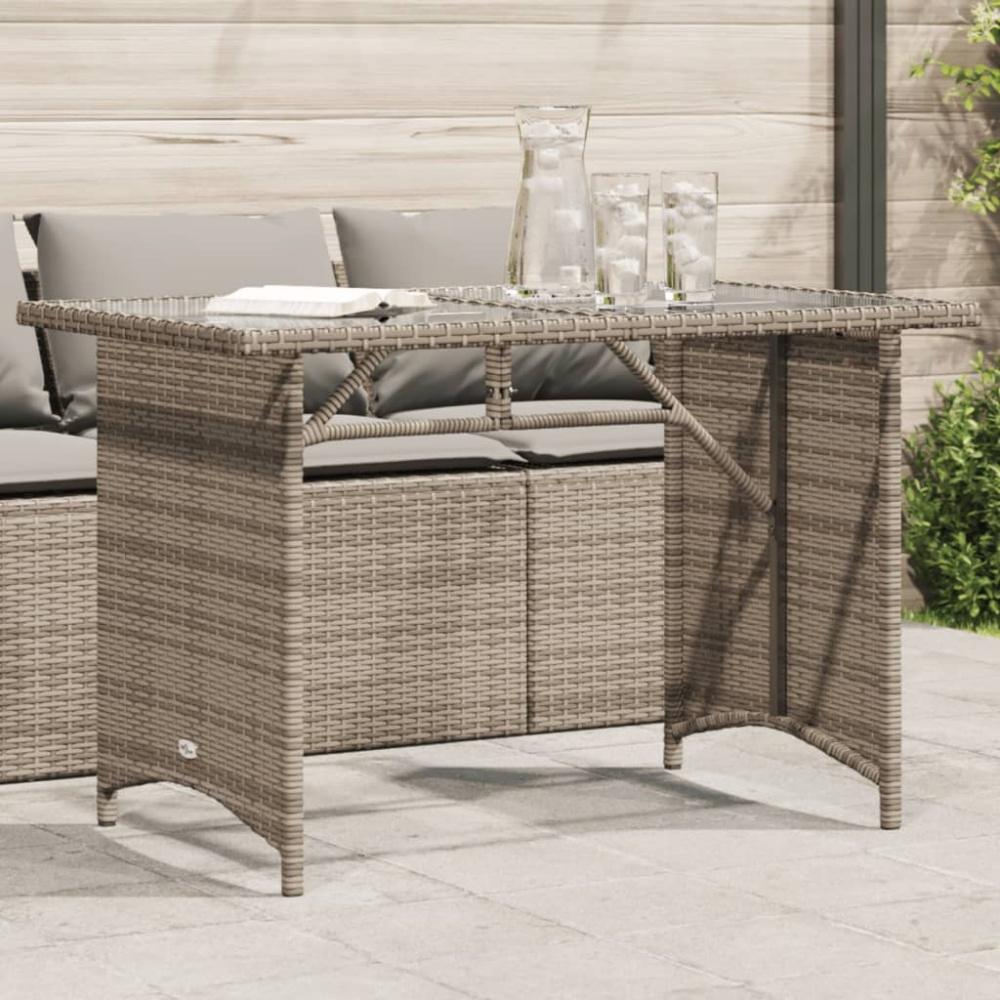 vidaXL Gartentisch mit Glasplatte Grau 110x68x70 cm Poly Rattan Bild 1