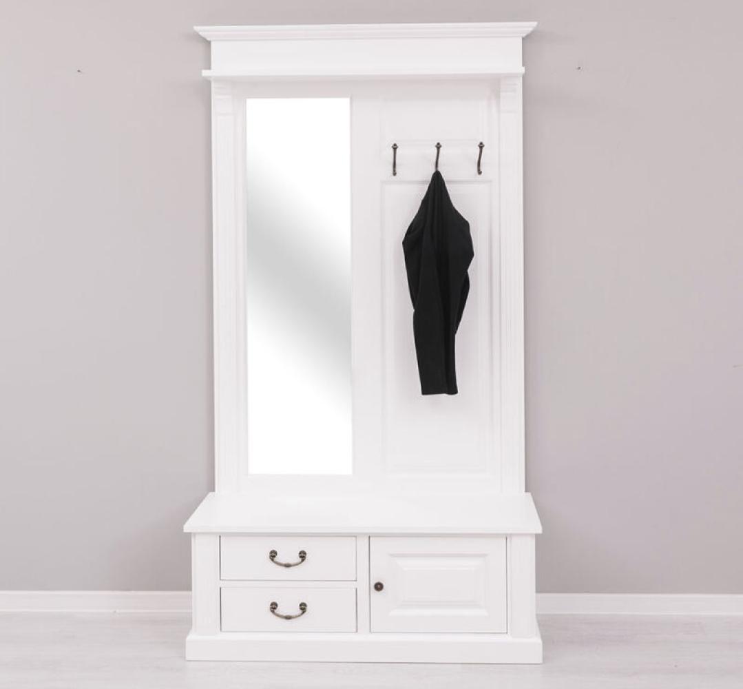 Weiße Landhaus Garderobe mit Spiegel Bild 1