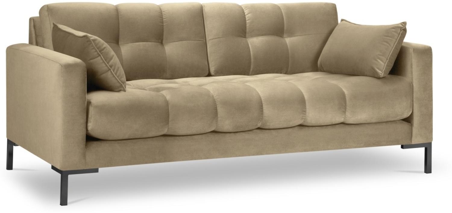 Micadoni 2-Sitzer Samtstoff Sofa Mamaia | Bezug Beige | Beinfarbe Black Metal Bild 1