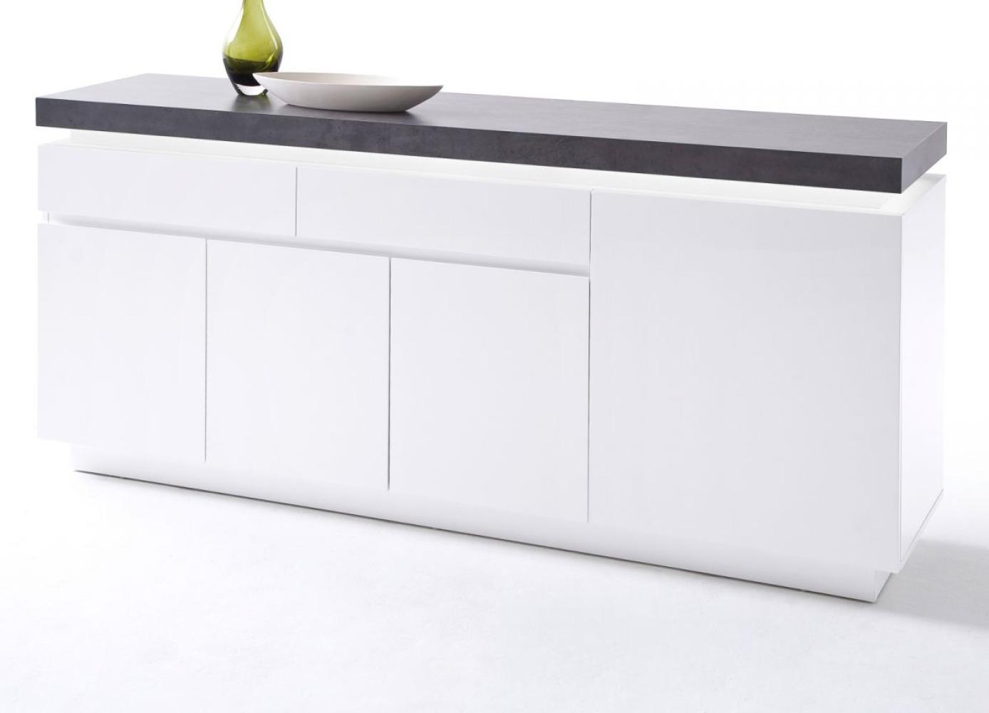 Sideboard matt weiß und Stone Design 175 cm Bild 1