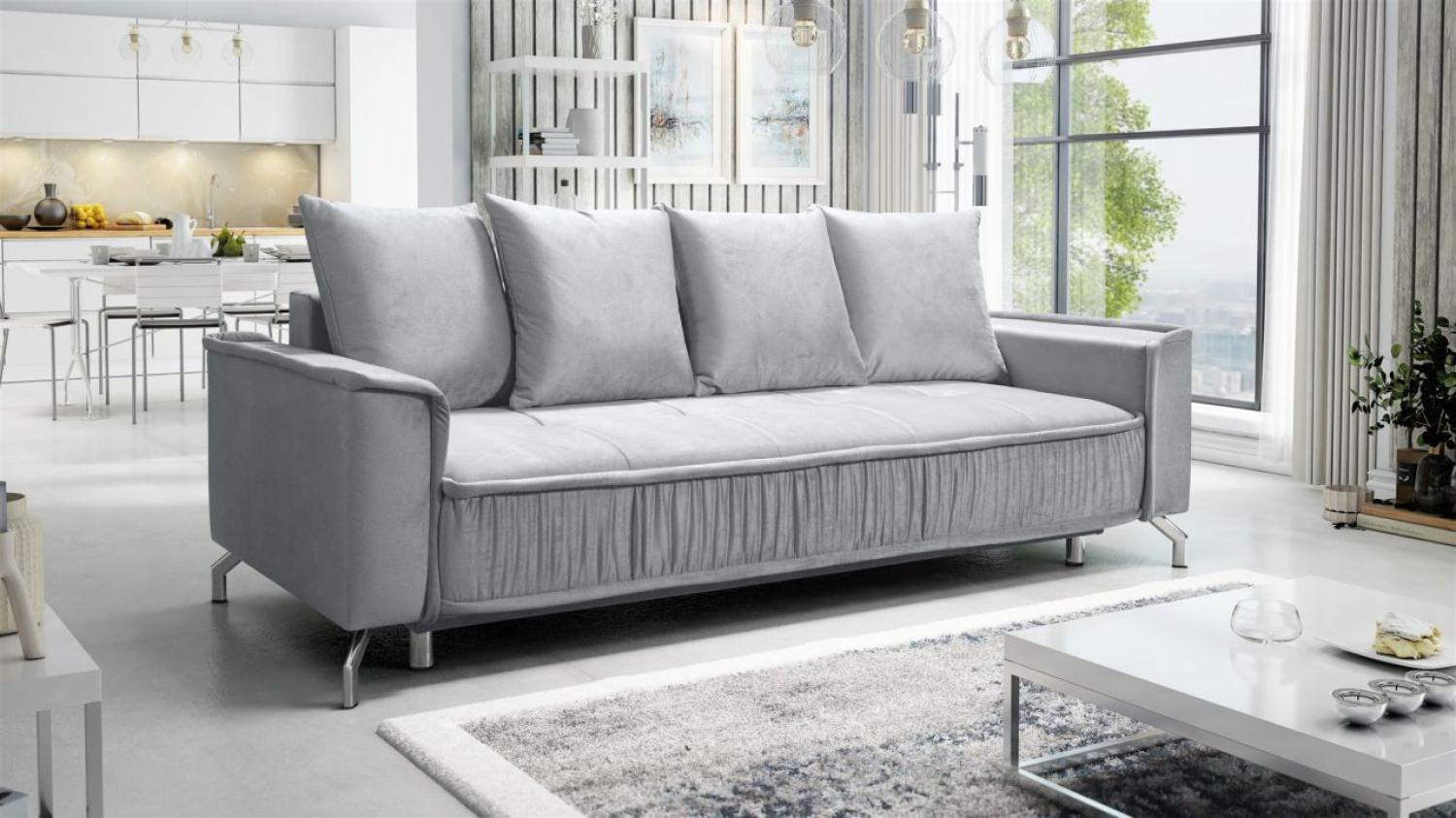 Schlafsofa Sofa 3-Sitzer FLORENCE Stoff Element Hellgrau Bild 1