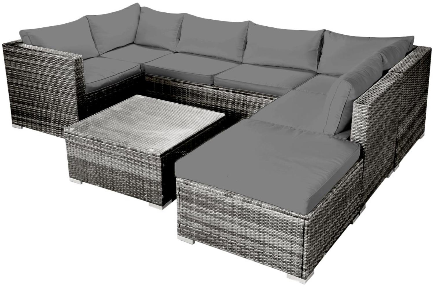 BRAST Gartenmöbel Lounge Sofa Couch Set Serenity Grau Poly-Rattan für 5 Personen Bild 1