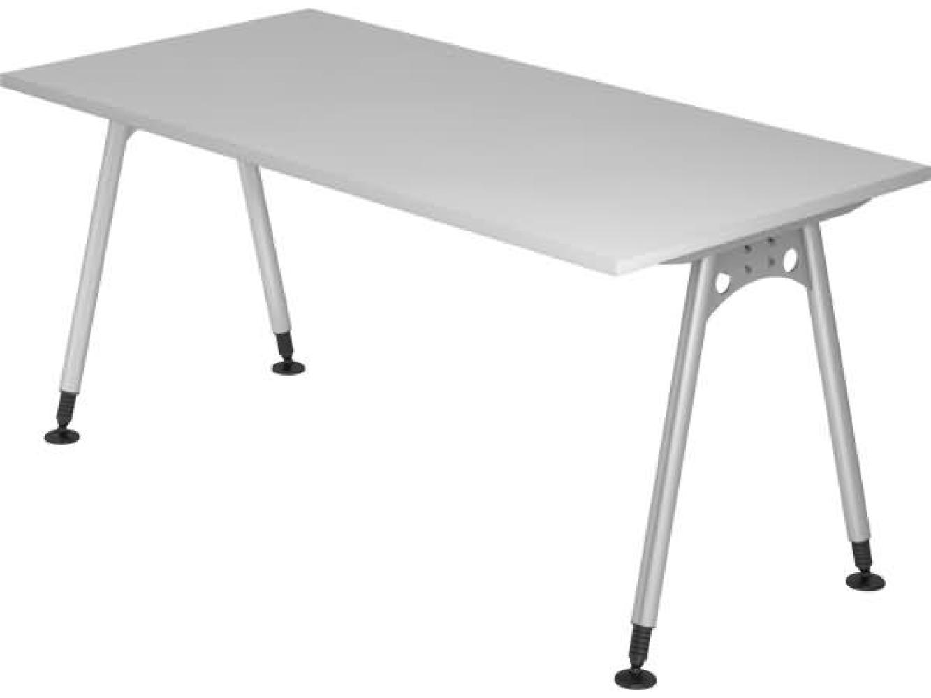 Schreibtisch AS16 A-Fuß 160x80cm Grau Gestellfarbe: SIlber Bild 1