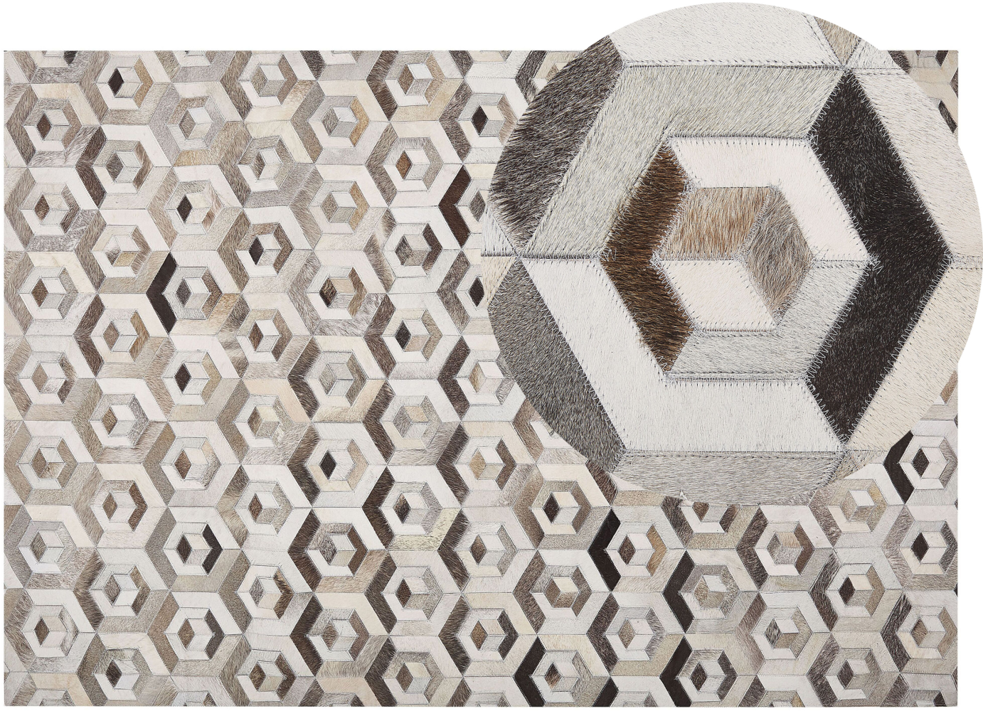 Teppich Kuhfell beige / braun 140 x 200 cm geometrisches Muster Kurzflor TAVAK Bild 1