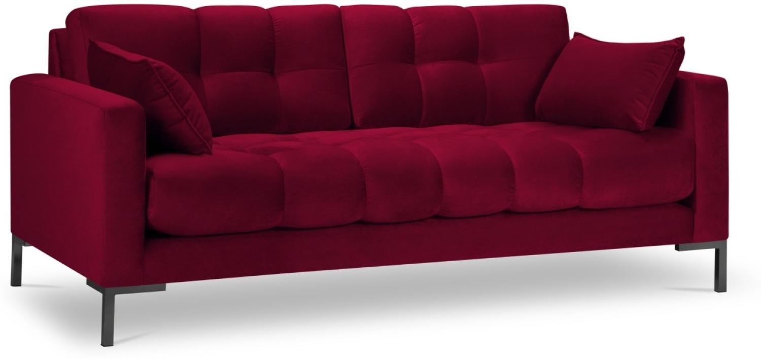 Micadoni 2-Sitzer Samtstoff Sofa Mamaia | Bezug Red | Beinfarbe Black Metal Bild 1