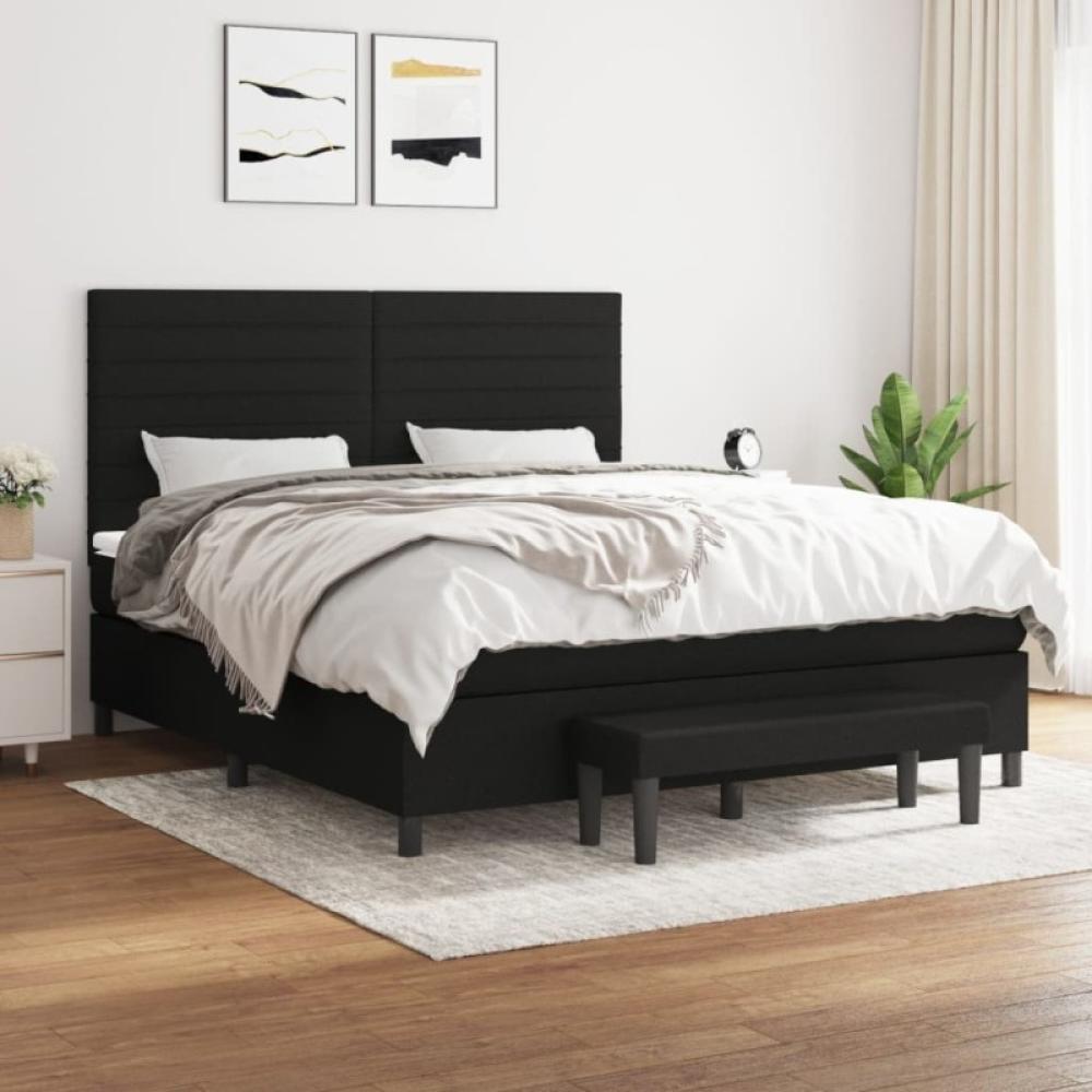 Boxspringbett mit Matratze Schwarz 180x200 cm Stoff (Farbe: Schwarz) Bild 1