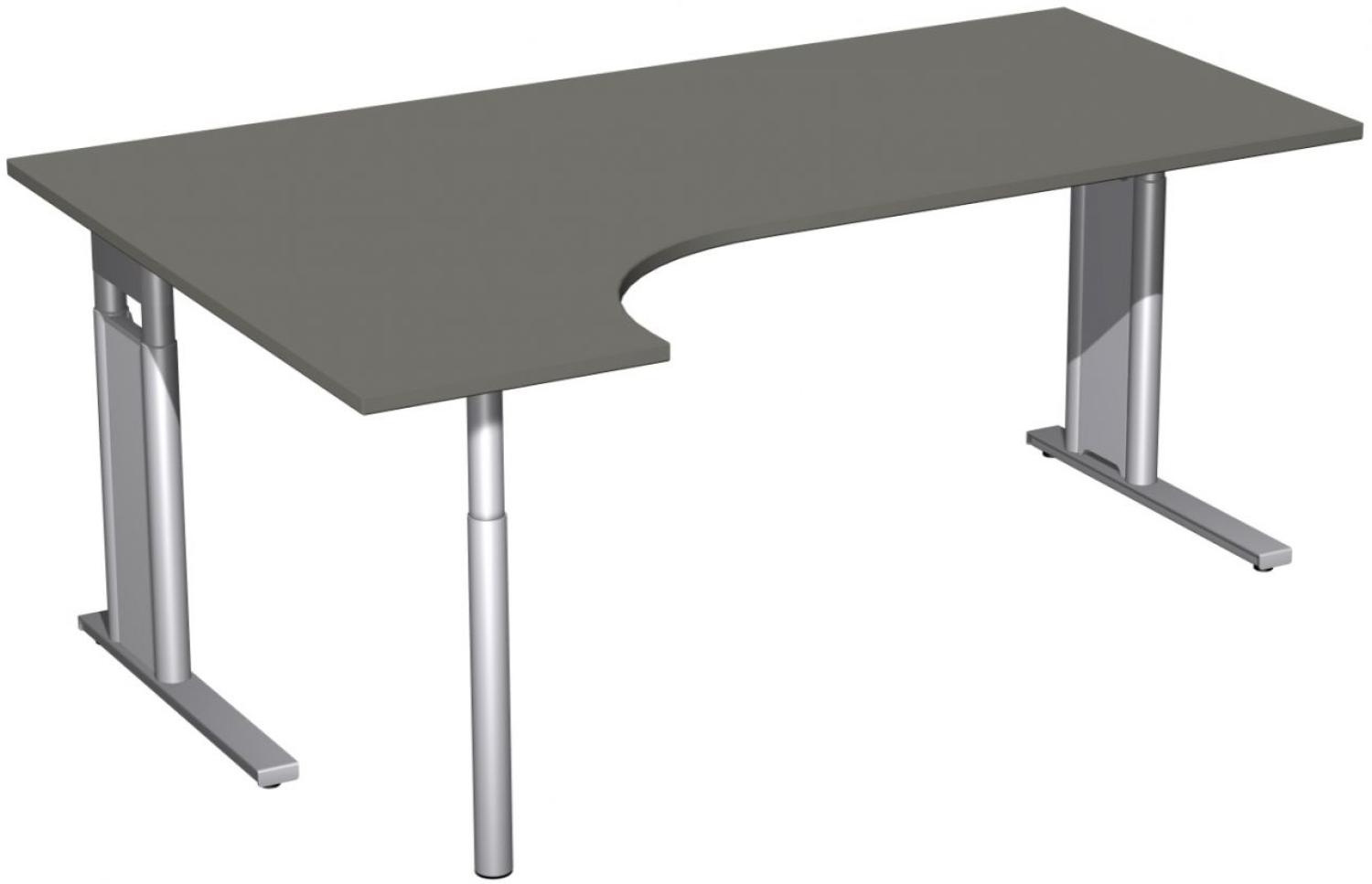 PC-Schreibtisch 'C Fuß Pro' links, höhenverstellbar, 180x120cm, Graphit / Silber Bild 1