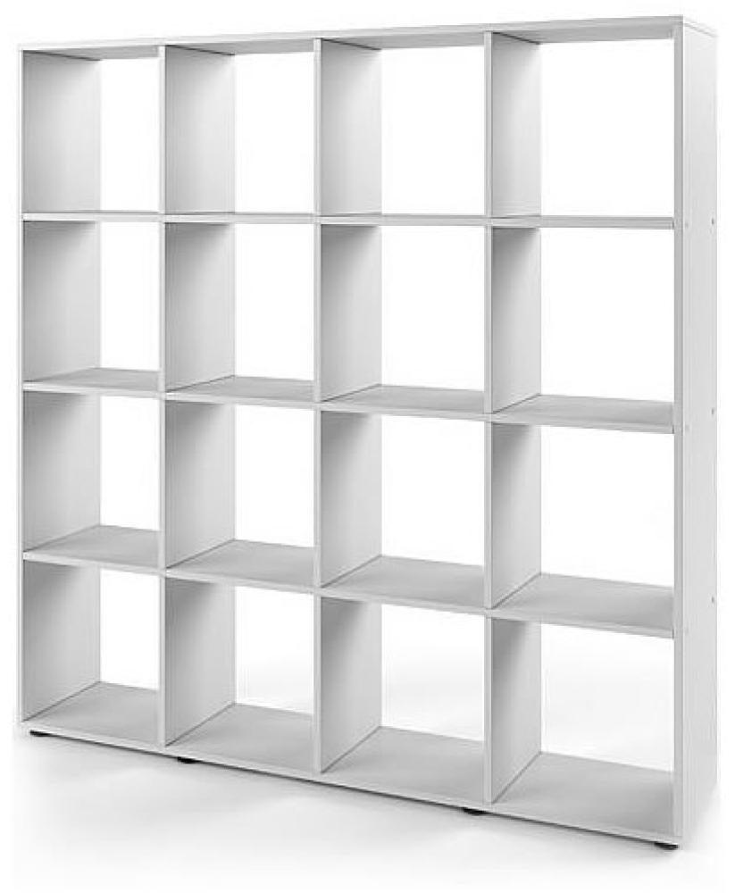 Raumteiler Standregal Bücherregal Holzregal Büroregal Akten Regal Weiß 16 Fächer Bild 1