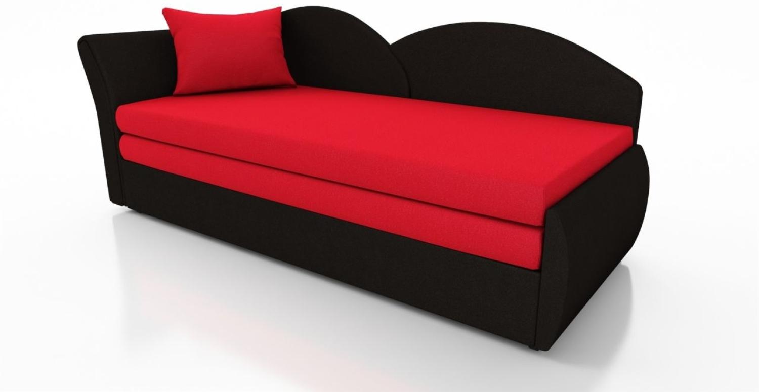 Sofa Schlafsofa inklusive Bettkasten ALINA / R- Stoff Alova Schwarz / Rot Bild 1