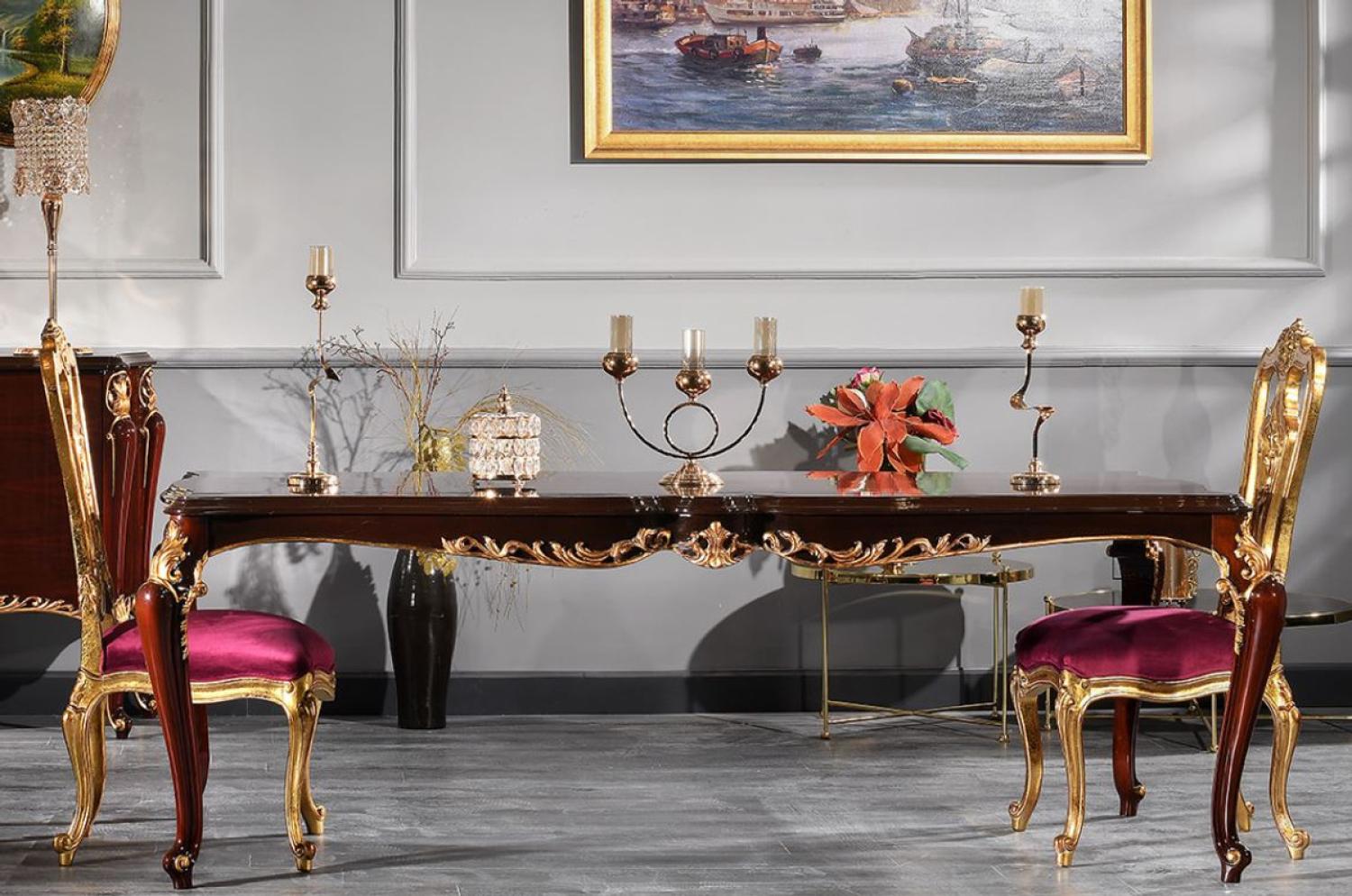 Casa Padrino Luxus Barock Esszimmer Set - 1 Esstisch & 6 Esszimmerstühle - Esszimmermöbel im Barockstil - Luxus Qualität - Made in Italy Bild 1