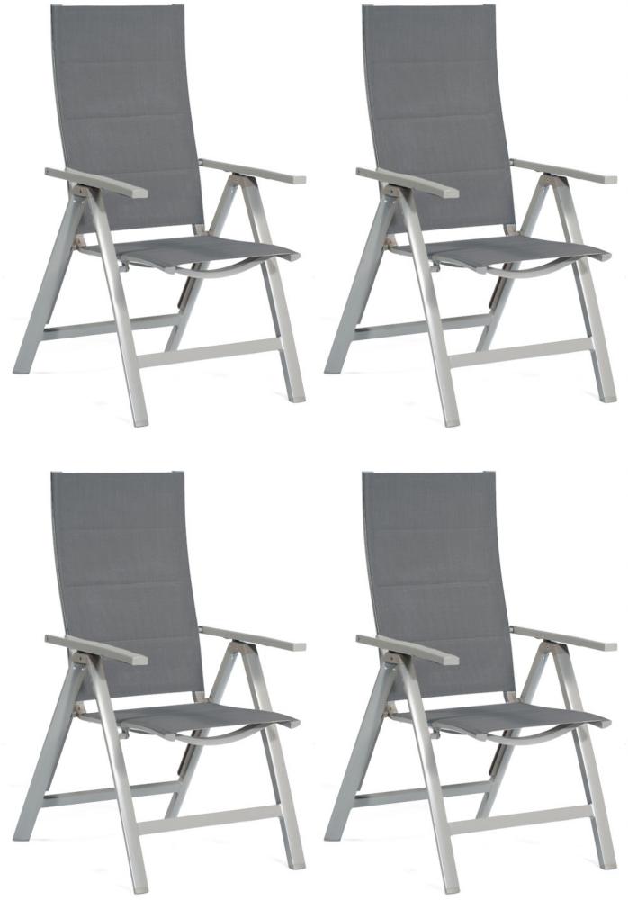 SunnySmart 4er-Set Garten-Klappsessel Concept Aluminium mit Polstertextilgewebe silber Gartenstuhl Bild 1