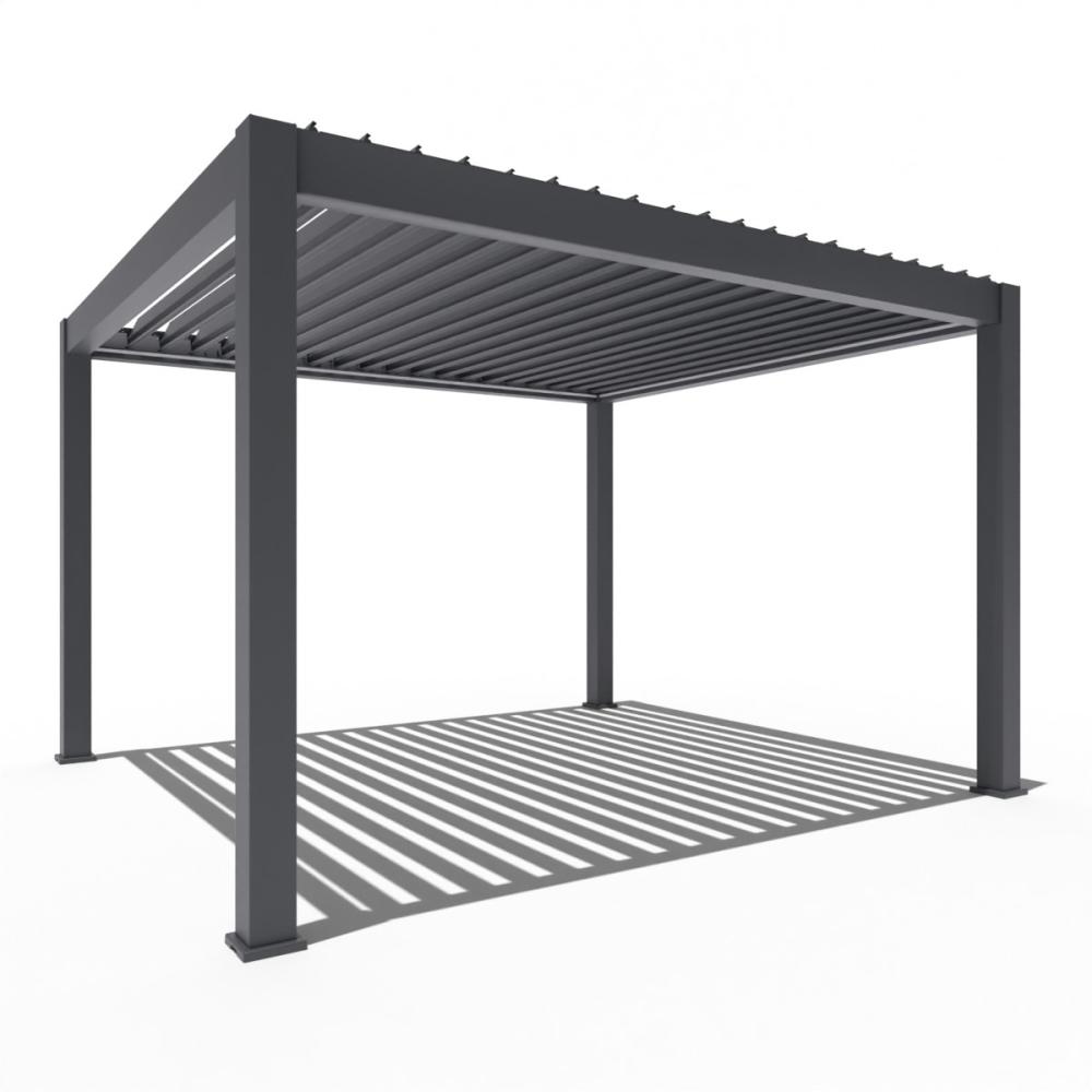 Weide Prestige Pergola | Voll-Alu-Pavillon | 3,6 x 4 M | Inkl. LED & 4x Sonnenrollo | Lamellendach Anthrazit Bild 1