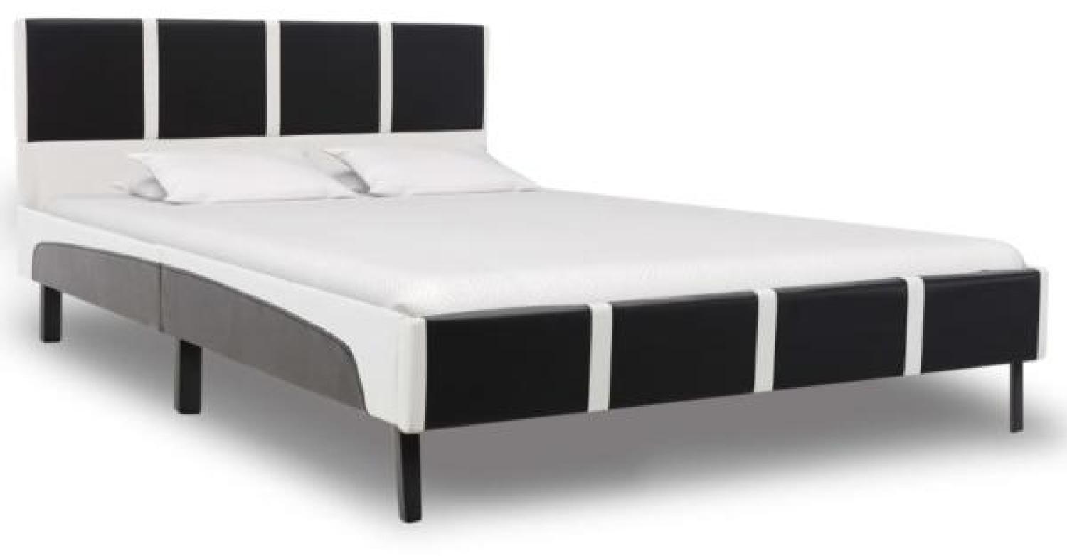 vidaXL Bett mit Matratze Schwarz und Weiß Kunstleder 120 × 200 cm Bild 1