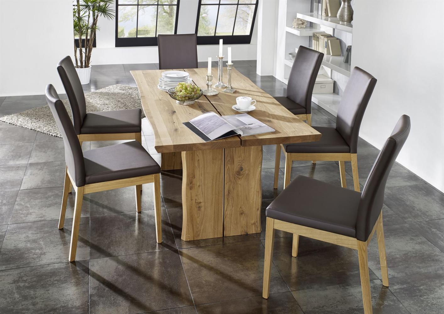 Tischgruppe Massivholz Dajana Esstisch mit 6 Stühlen massiv Holz Wildeiche/Braun 12018 Bild 1