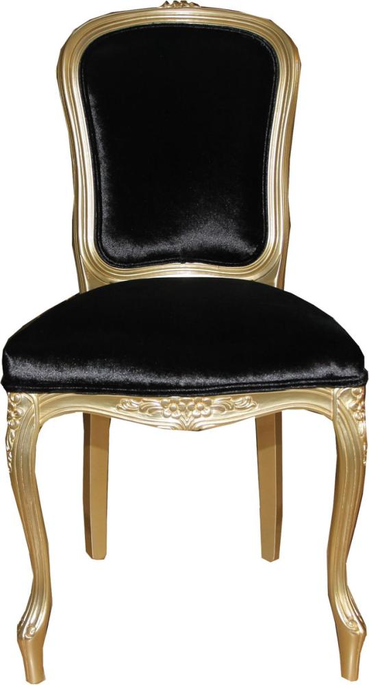Casa Padrino Luxus Barock Esszimmer Stuhl Gold / Schwarz Mod2 - Luxus Qualität - Hotel Möbel Bild 1