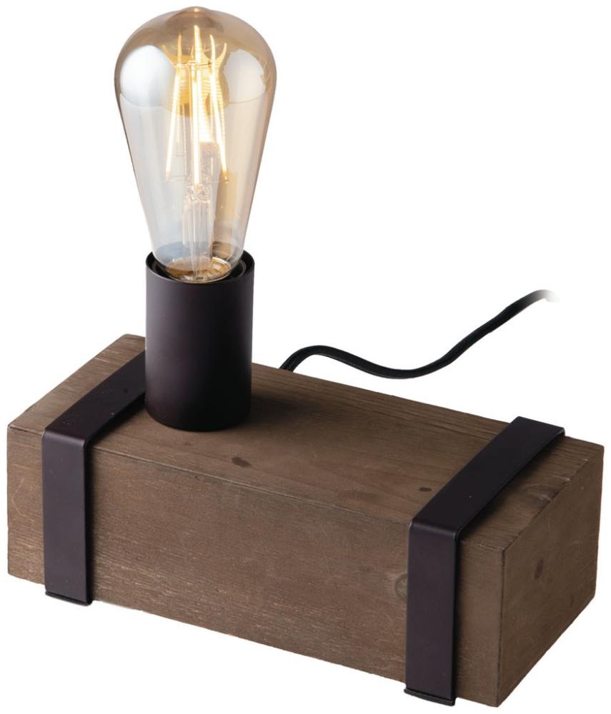 Ausgefallene Holzbalken Industriedesign Tischlampe 1 flammig mit Vintage LED Bild 1