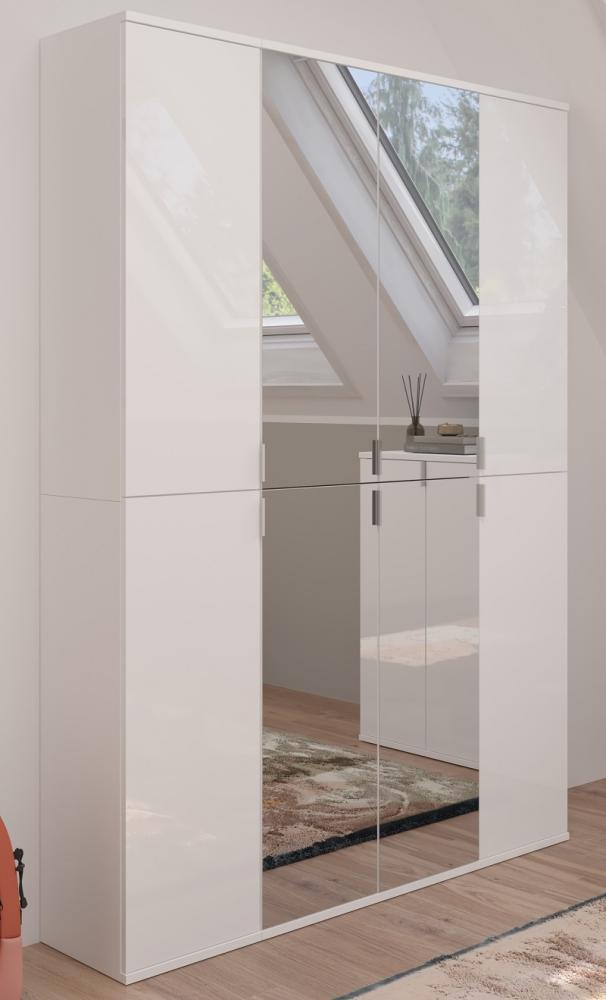 Garderobenschrank mit Spiegel ProjektX in weiß Hochglanz 122 x 193 cm Bild 1