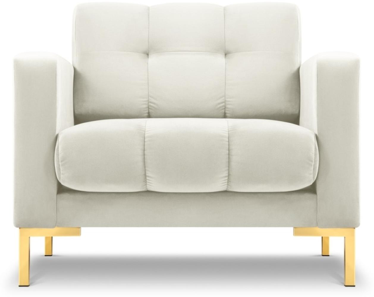 Micadoni Samtstoff Sessel Mamaia | Bezug Light Beige | Beinfarbe Gold Metal Bild 1