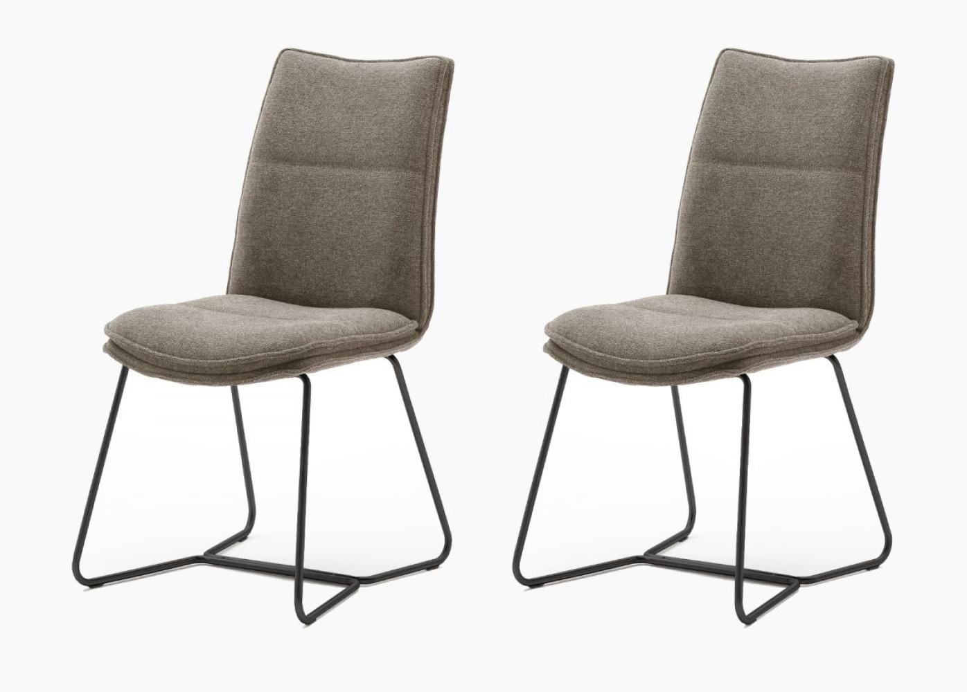 2 x Stuhl Hampton cappuccino Kufengestell Metall schwarz lackiert Bild 1