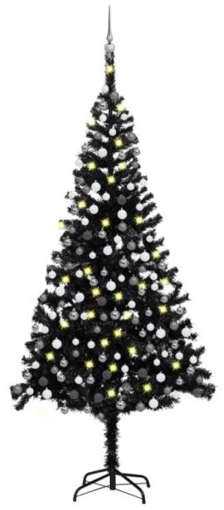 vidaXL Künstlicher Weihnachtsbaum mit LEDs & Kugeln Schwarz 240cm PVC, Mit Beleuchtung [3077678] Bild 1