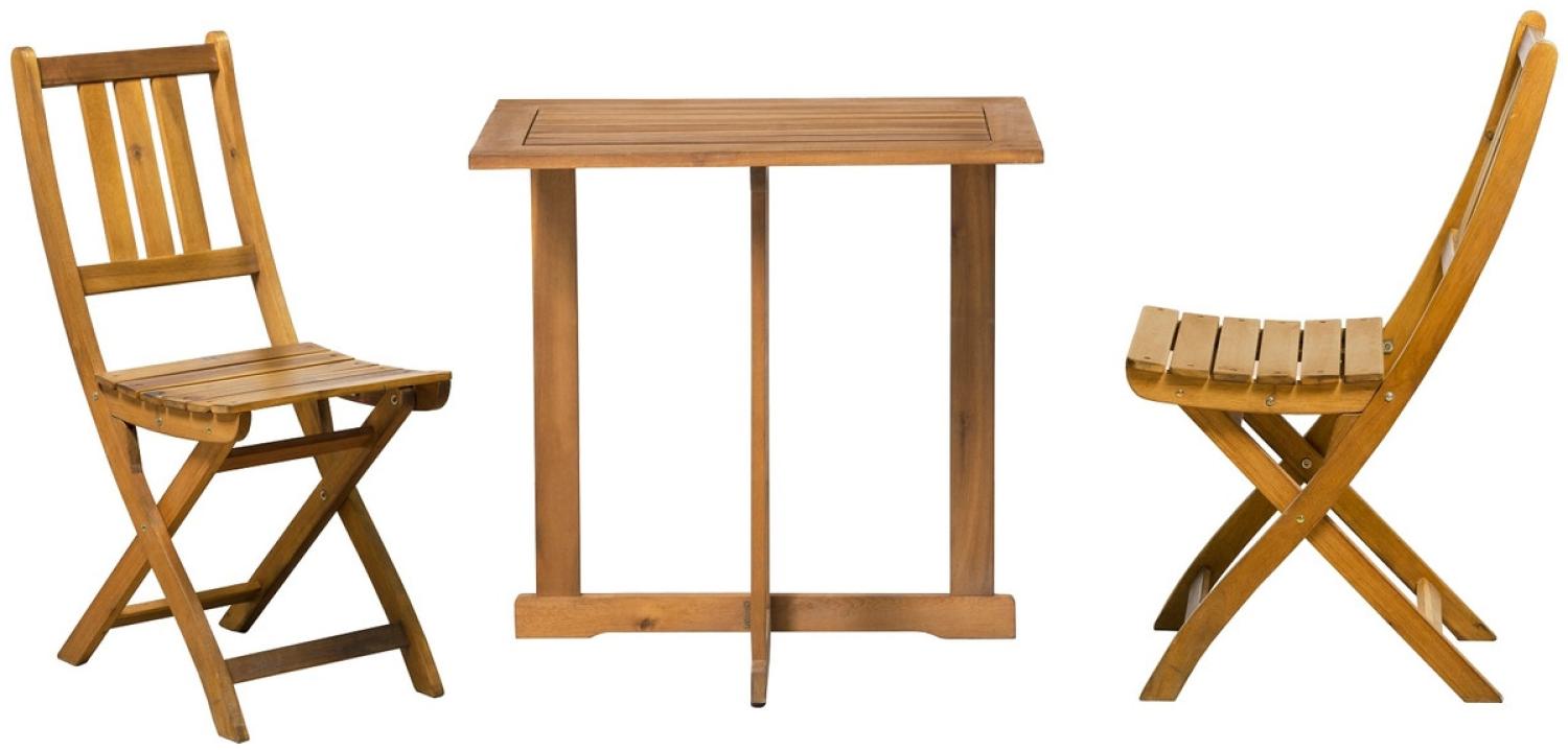 Sitzgruppe aus Akazie mit 2 Stühlen und 1 Tisch Natur Bild 1