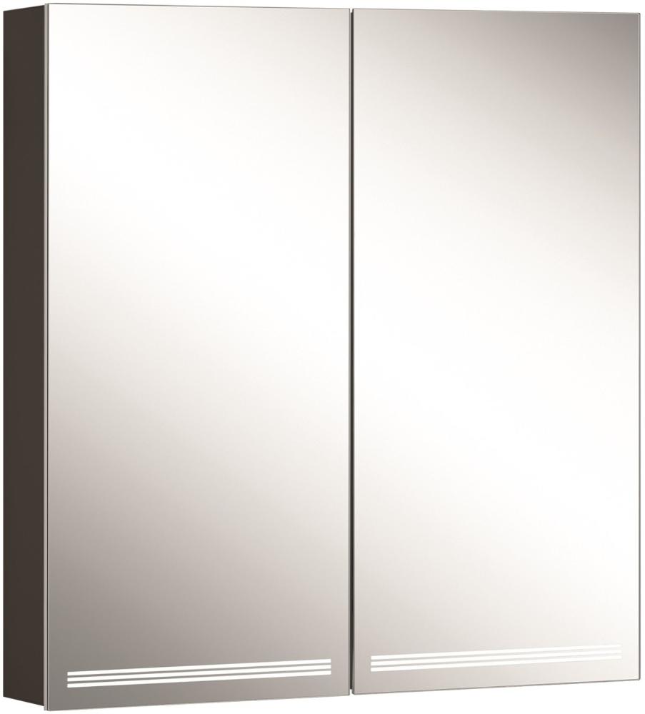Schneider GRACELINE LED Lichtspiegelschrank, 2 Doppelspiegeltüren, 70x70x12cm, 116. 470, Ausführung: EU-Norm/Korpus schwarz matt - 116. 470. 02. 41 Bild 1