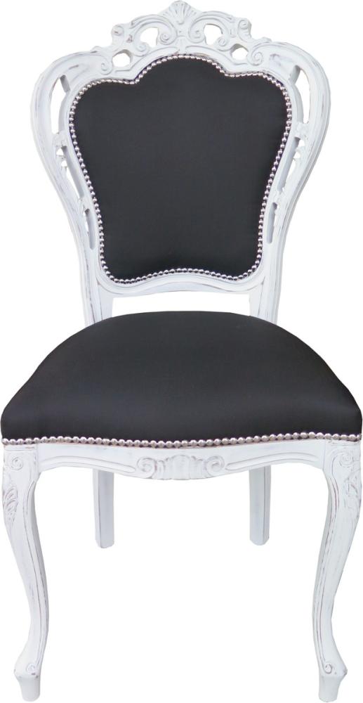 Casa Padrino Barock Esszimmer Stuhl ohne Armlehnen Schwarz / Antik Weiß - Designer Stuhl - Luxus Qualität Bild 1