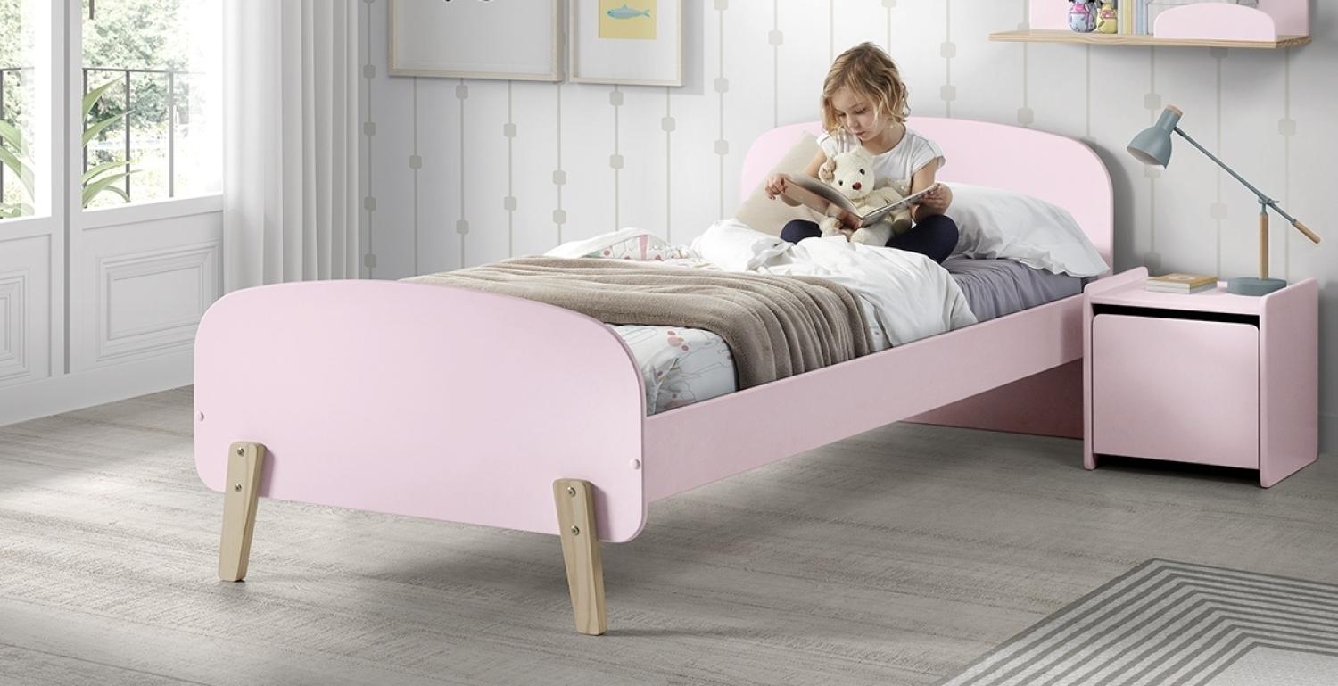 Kiddy Set best. aus Einzelbett 90x200 cm, mit Lattenrost, Nachtkonsole und Spielkiste, Ausf. MDF rosa lackiert Bild 1