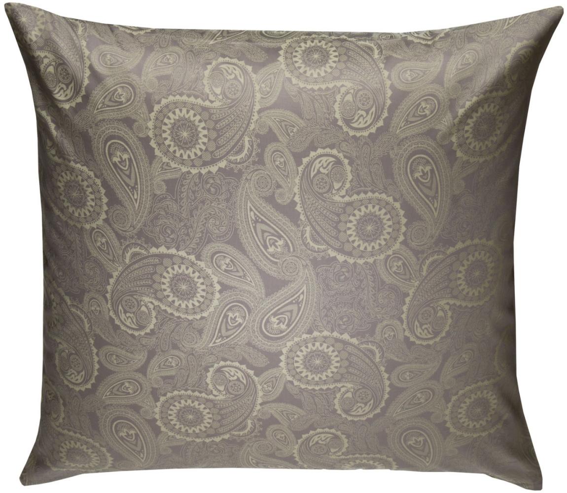 Bettwaesche-mit-Stil Mako-Satin Damast Paisley Bettwäsche "Davos" grün - grau Kissenbezug 80x80 cm Bild 1