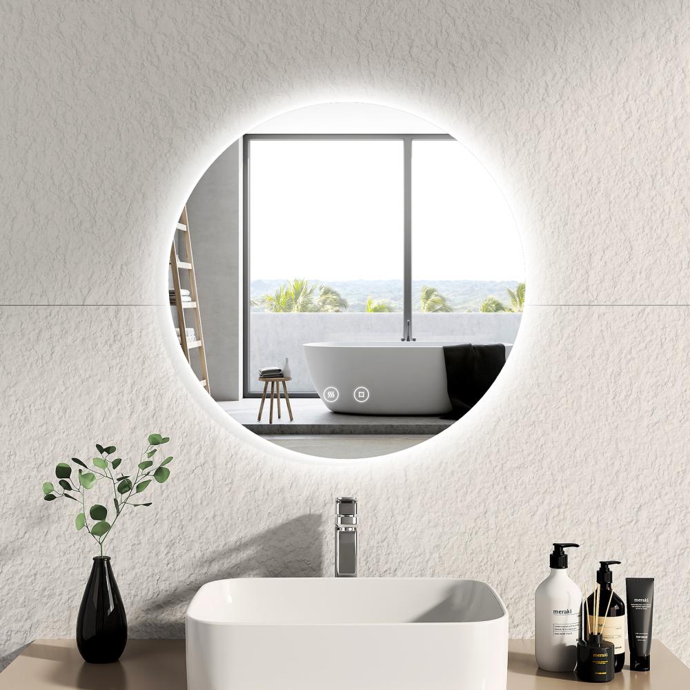 EMKE Badspiegel Mit LED Beleuchtung Touch Beschlagfrei Rund Lichtspiegel 6500K ф60cm Bild 1