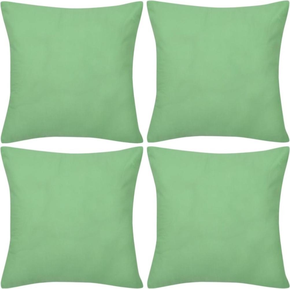 4 apfelgrüne Kissenbezüge Baumwolle 40 x 40 cm Bild 1