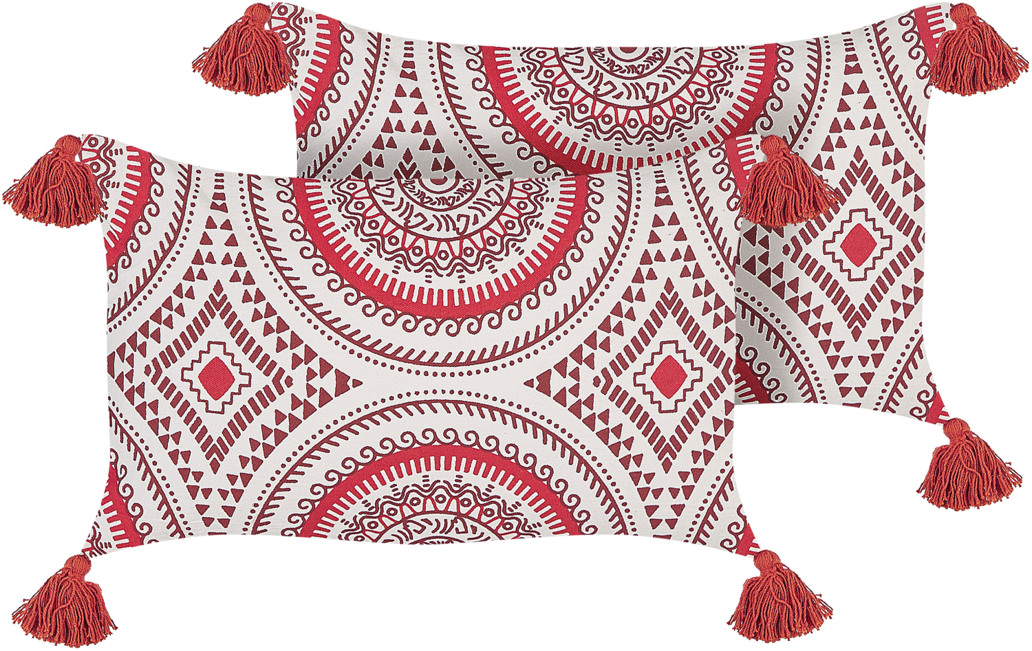 Dekokissen orientalisches Muster Baumwolle rot weiß 30 x 50 cm 2er Set ANTHEMIS Bild 1