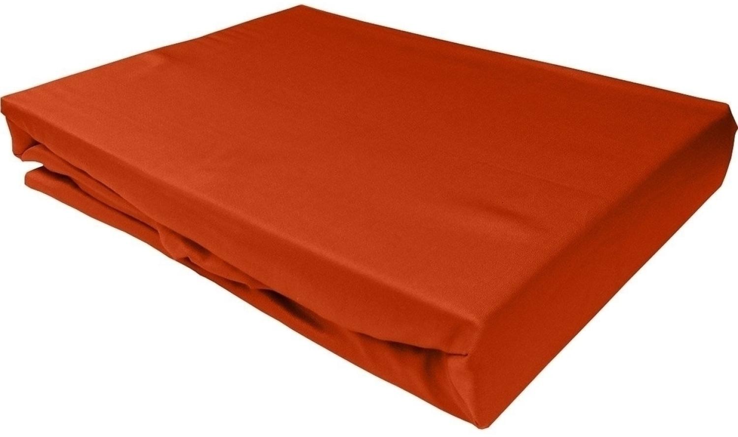 Bettwaesche-mit-Stil Mako-Satin Spannbettlaken orange 180x200cm Höhe 31-40cm Bild 1