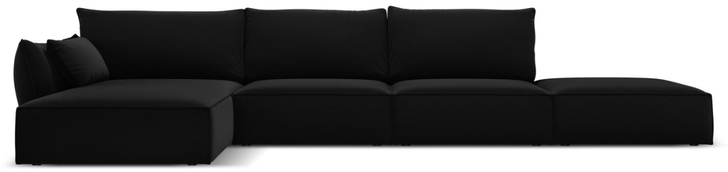 Micadoni 5-Sitzer Samtstoff Ecke links Sofa Kaelle | Bezug Black | Beinfarbe Black Plastic Bild 1
