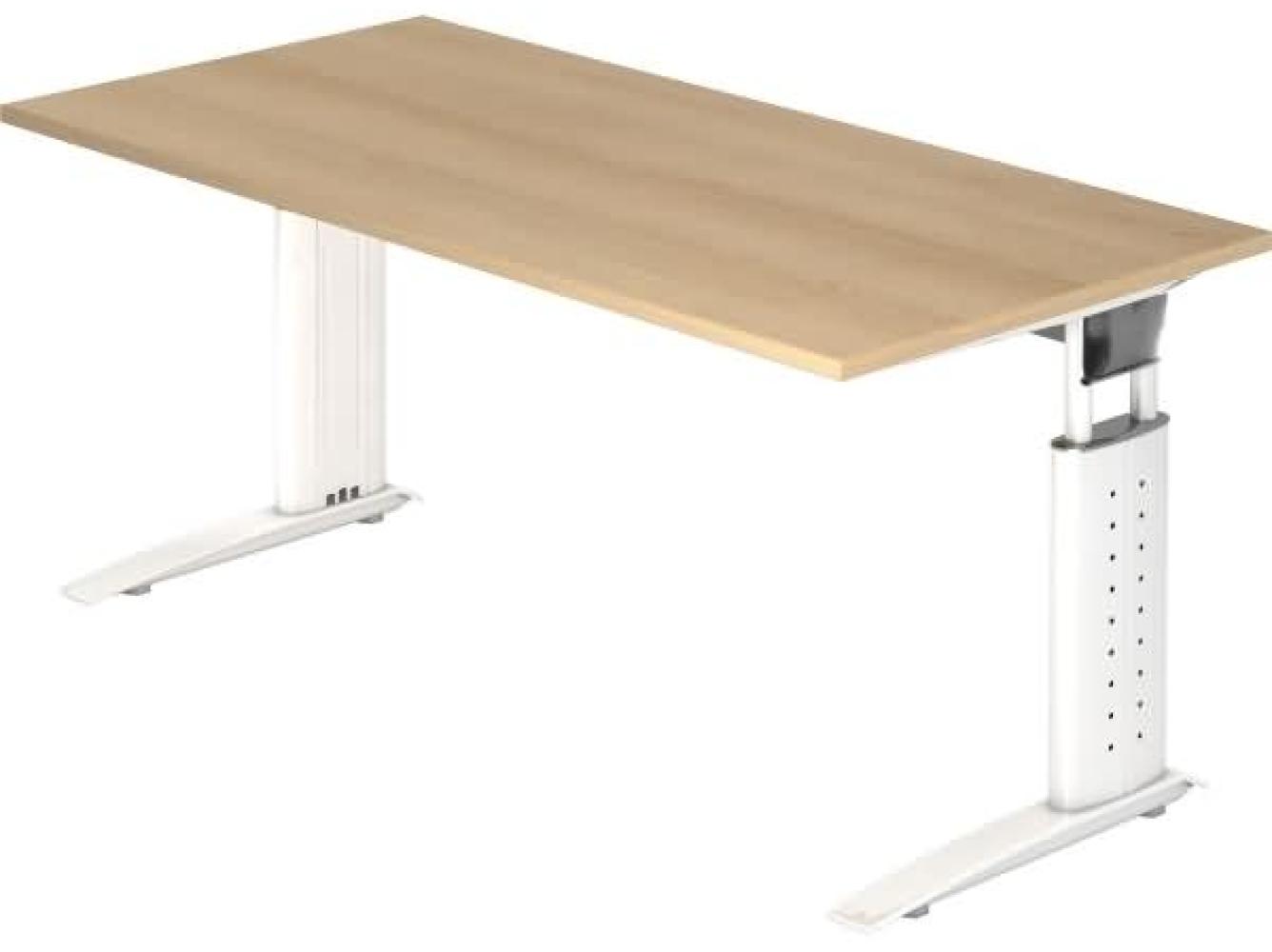 Schreibtisch US16 160x80cm Eiche Gestellfarbe: Weiß Bild 1