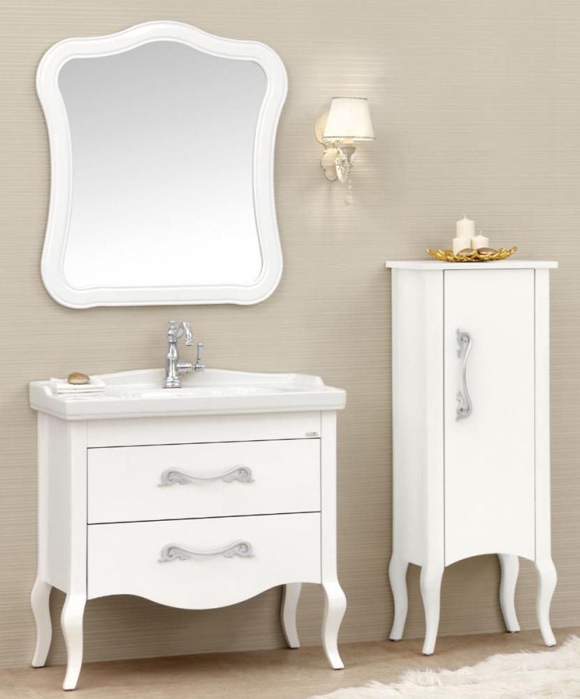 Casa Padrino Luxus Barock Badezimmer Set Weiß / Silber - 1 Waschtisch & 1 Waschbecken & 1 Wandspiegel & 1 Kommode - Edel & Prunkvoll - Luxus Qualität Bild 1