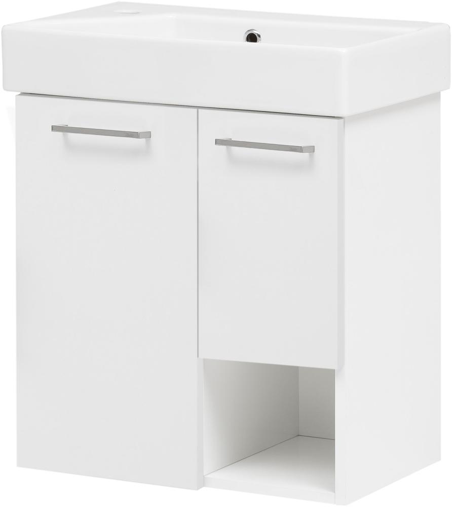 Gäste WC Waschbecken mit Unterschrank Gästewaschtisch Waschplatz 55 cm Weiß Bild 1
