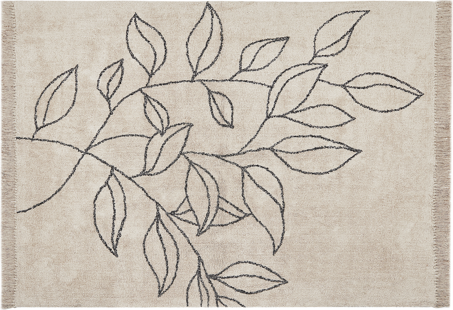 Teppich Baumwolle beige schwarz 160 x 230 cm Blumenmuster Kurzflor SAZLI Bild 1