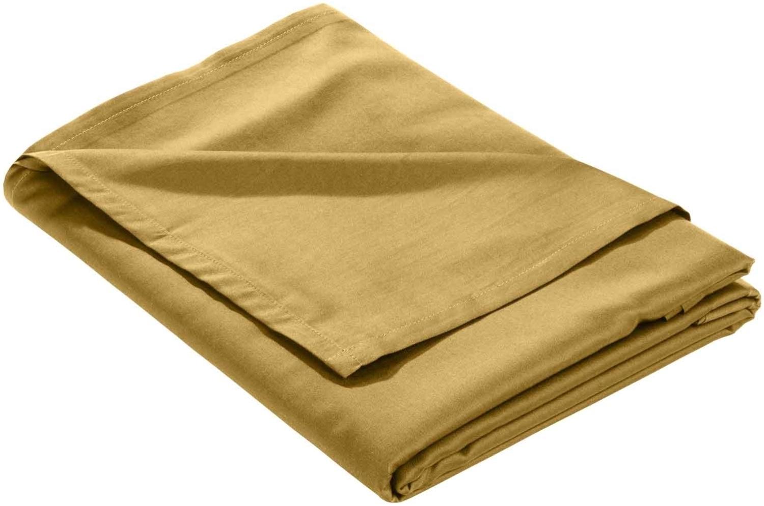 Mako Satin Bettlaken ohne Gummizug gold 160x260cm Bild 1