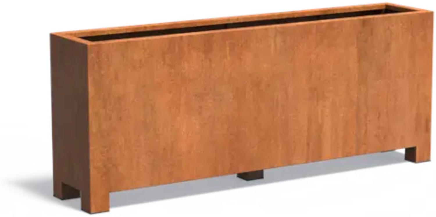 Adezz Pflanzgefäß Carrez mit Füßen aus Corten-Stahl Pflanzkübel Größe 200x40x80 cm Bild 1