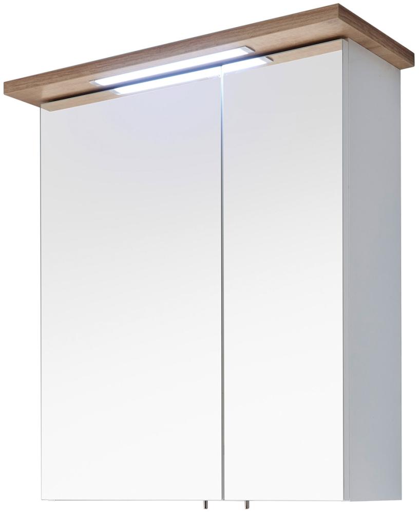 Spiegelschrank >Jenn I< in weiß-glänzend aus Massivholz - 60x72x20cm (BxHxT) Bild 1